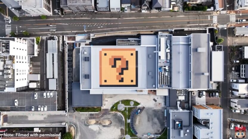 3월 중 공개될 닌텐도 뮤지엄의 외부 천장에는 슈퍼 마리오 게임에 등장하는 픽셀 디자인 요소를 더했다.